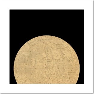 Moon Map with Lunar Landing Module Posters and Art